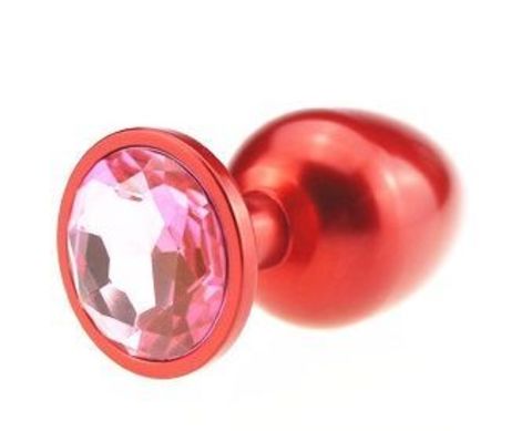Красная анальная пробка с розовым стразом - 8,2 см. - 4sexdreaM 47108-3