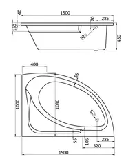 ВАННА АКРИЛОВАЯ SANTEK ГОА 150х100 ПРАВАЯ С КАРКАСОМ
