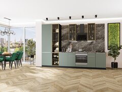 Прямая модульная кухня Фьюжн-08 Silky Mint - Graphite 2340*3400*600