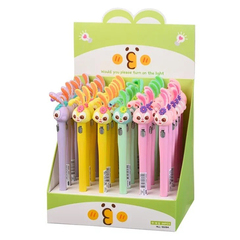 Ручка шариковая, Basir, синие чернила, серия "Зайчик", с резиновой фигуркой и фонариком, 36 шт