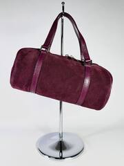 Женская замшевая сумка-бочонок цвета марсала