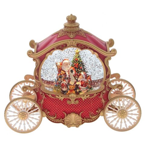 Изделие декоративное "Дед Мороз в карете" (подсвет, вьюга, 3хААА н/п +USB), L26 W11 H22 см
