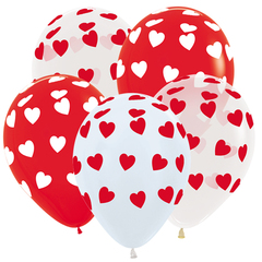 Д 12''/30 см, Сердца классические, Ассорти, пастель, 10 шт.