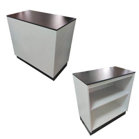 Прилавок глухой МТ-12 с 1 полкой, 900х900Нх490 мм, цвет черный/белый