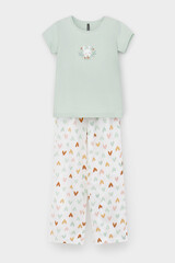 пижама  для девочки  К 1610/25/дымчатый нефрит,конфетти из сердечек
