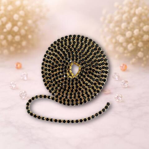 Стразовая лента 2,5мм цвет золото-черный (упаковка 1м)