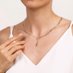 94070639- Цепь -колье из серебра 925 пробы с карабином для съемных подвесок