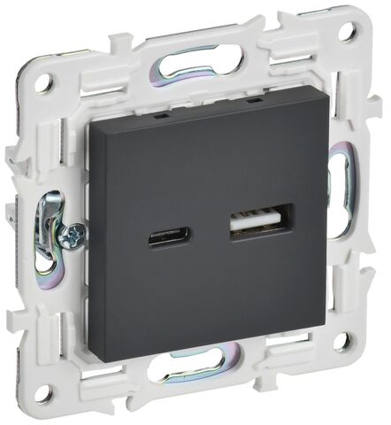 SKANDY Роз. USB A+C 18Вт SK-R13G граф. IEK