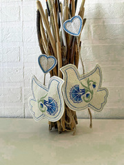 Голубки-васильки с сердечками. Пара. Подвеска из фетра NYF-261128-2-Midi