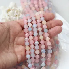 Тонированный кварц, микс, граненые бусины, 7 мм, нить, К094
