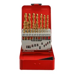 Набор сверл по металлу 1-10мм 19шт DIN338 HSSE-Co5 TiN 130° (мет. кейс) H-Tools Pro 215214TPRO