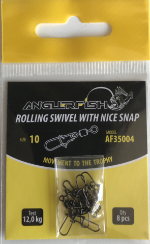 Anglerfish Rolling swivel with nice snap #10 Вертлюжок с застежкой (продажа от 5 шт)