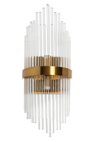 Бра настенное для спальни 54x11x20см Garda Decor прозрачное стекло/латунь