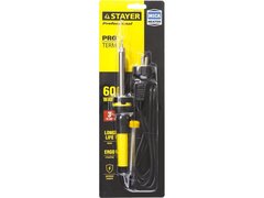 STAYER PROTerm, 60 Вт, конус, в наборе: припой + подставка, 2 К рукоятка, электропаяльник, Professional (55300-60)