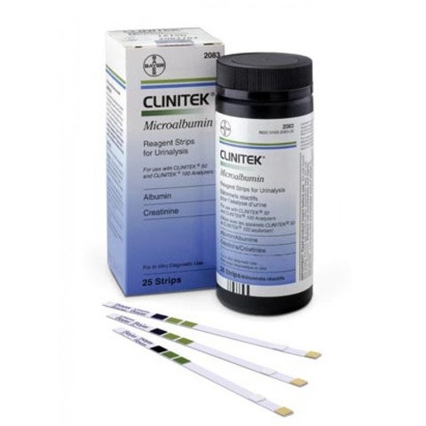 Тест полоски диагностические Clinitek Microalbumin 9, 25шт/уп Сименс Хэлскеа Диагностикс Инк., США/Siemens Healthcare Diagnostics Inc., USA