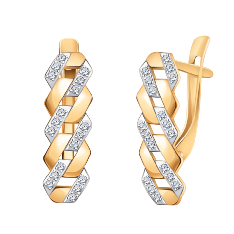 21145- Серьги CHAIN из золота 585 пробы ажурные с фианитами