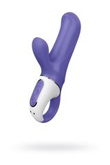 Фиолетовый вибратор Satisfyer Vibes Magic Bunny с клиторальным отростком - 17,6 см. - 