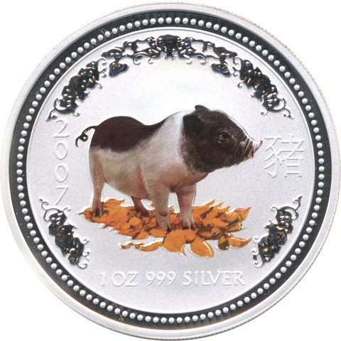 1 доллар. Год Свиньи. Австралия. 2007 год. (цветная)