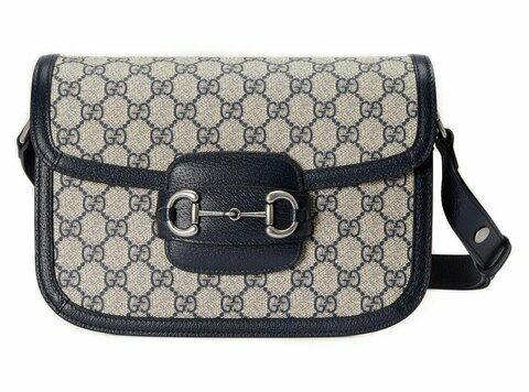 Сумка Gucci 1955 Horsebit бежевый/темно-синий