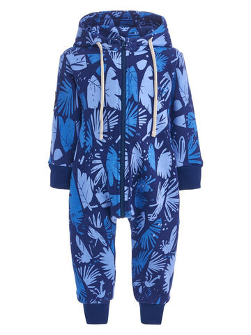 Комбинезон из футера на молнии "Тропики синий"