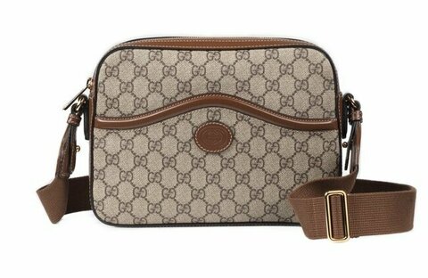 Сумка-мессенджер Gucci с переплетенными буквами G бежевый