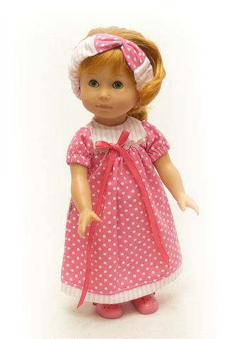 Платье хлопковое горох - На кукле. Одежда для кукол, пупсов и мягких игрушек.