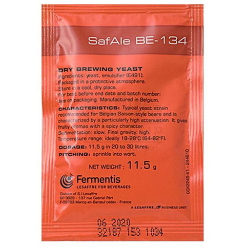 Дрожжи пивные Fermentis Safale BE-134, 11,5 г на 20-30 л