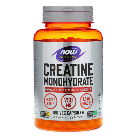 Now Foods, Sports, моногидрат креатина, 750 мг, 120 растительных капсул
