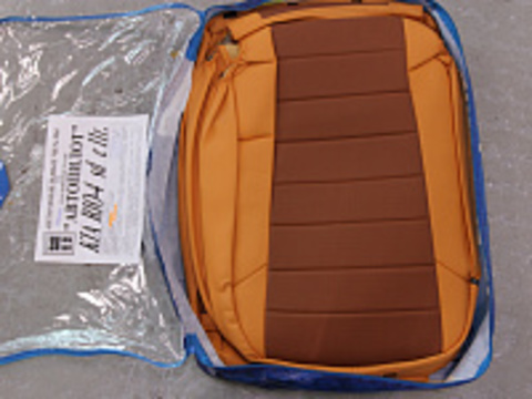 Авточехлы KIA Rio III Sd c 11г. (оранжевые бока и тыл, середина коричневая) (Эксклюзивный комплект)