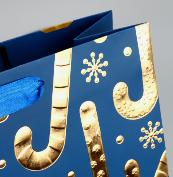Пакет подарочный синий «Новогодние сладости» 32 × 26 × 10 см