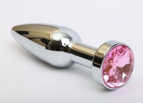 Удлинённая серебристая пробка с розовым кристаллом - 11,2 см. - 4sexdreaM 47437
