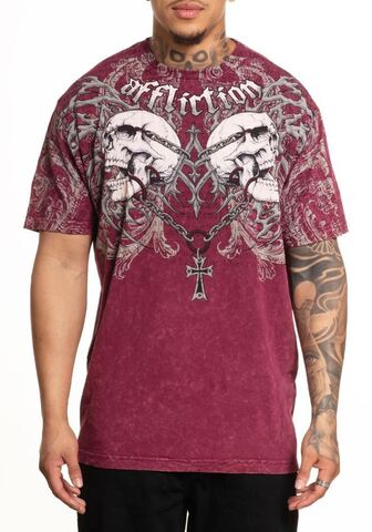 Affliction | Футболка мужская Collapse Tee BURGANDY LAVA WASH A27240 перед