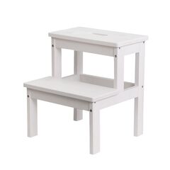 Табурет деревянный Беквэм из массива сосны, степ-стул переносной с ручкой, белый