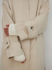 Пальто-плащ оверсайз женское, молочная елочка