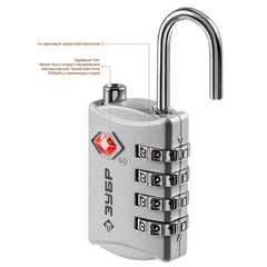 ЗУБР кодовый, TSA, 4 диска, багажный замок, Профессионал (37114)