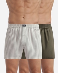 Трусы мужские боксеры 2 шт. в упаковке DIM 0DXY | Ретро полоски/Зеленый
