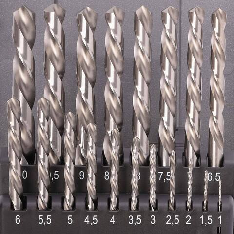 Набор сверл по металлу 1-10мм 19шт DIN338 HSS-G 118° LH-Левые (пл. кейс) Ruko 214214LiRO