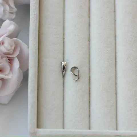 Бейл, держатель для кулона, 7,6*2,7 мм, родий, Б033