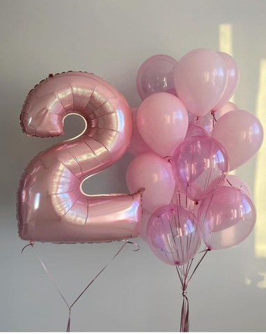 Воздушные шары на день рождения 2 года девочке купить композицию в Новосибирске