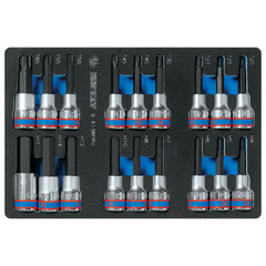 KING TONY (9-4138PRV) Набор торцевых насадок 1/2", TORX, HEX, L = 80 мм, ложемент, 18 предметов