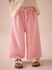 Брюки широкие для девочки Next E51-656, Розовый, Белый