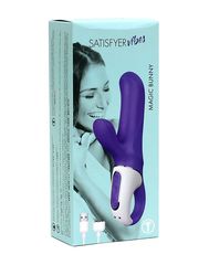 Фиолетовый вибратор Satisfyer Vibes Magic Bunny с клиторальным отростком - 17,6 см. - 