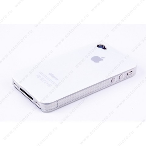 Накладка пластиковая для iPhone 4s/ 4 белая с яблоком