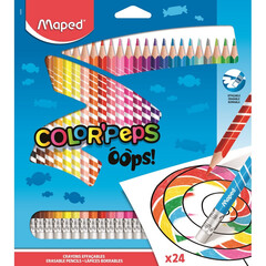 Карандаши цветные c ластиком Maped COLOR'PEPS OOPS,24 цв, пластик,832824