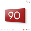 Табличка с номером 90 на дверь квартиры, для офиса, кабинета, аудитории, склада, красная 120х70 мм, Айдентика Технолоджи