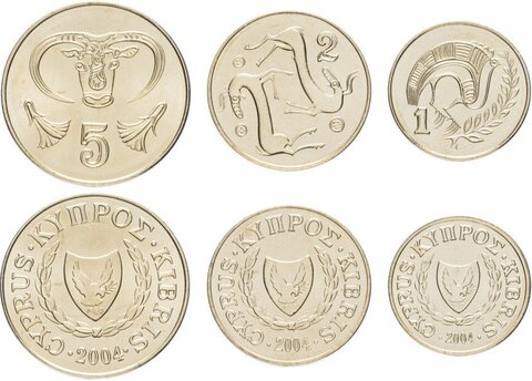 Набор из 3 монет Кипр. 2004 год. UNC
