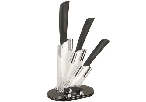 Ножи керам белые на подставке, 8, 10, 12 см SET2 [4] Affilato Bianco