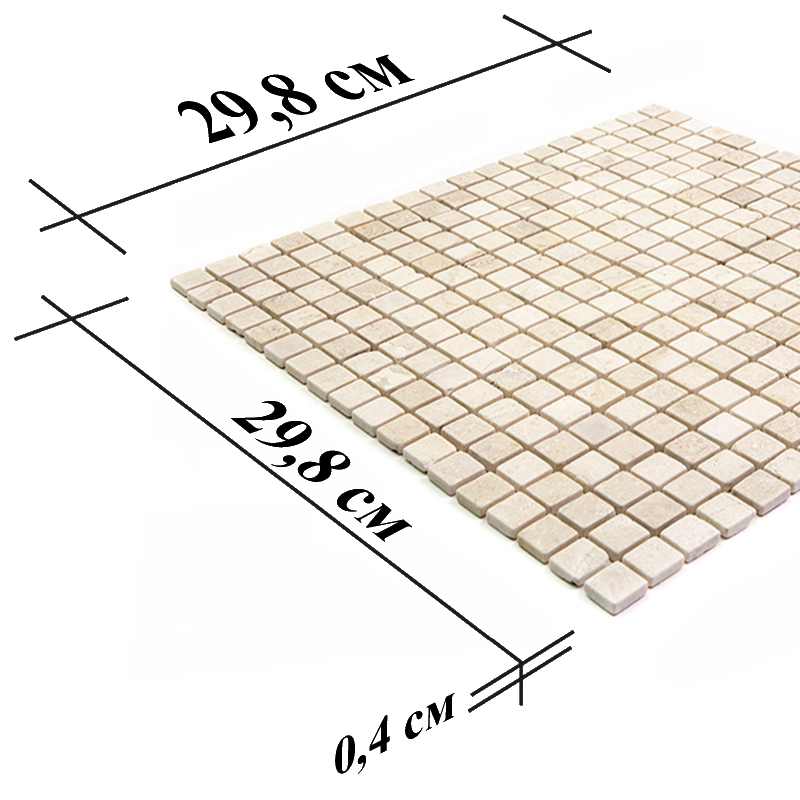 4M025-15T Crema Marfil Мозаика из мрамора 4 мм Natural i-Tilе бежевый светлый квадрат матовый