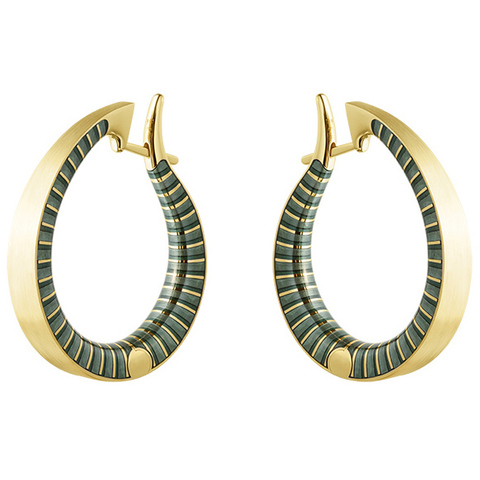 Серьги Конго с зелёной эмалью, E0177-31/7