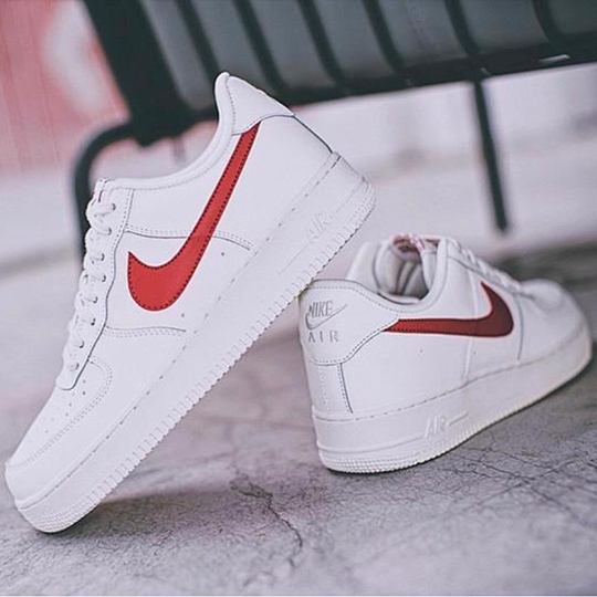 white nike red swoosh